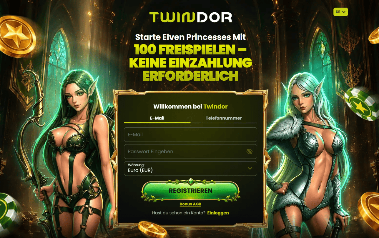 Twindor Casino – 100 Freispiele für Elven Princesses